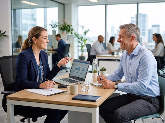 IT-Berater im Gespräch mit Geschäftskunden